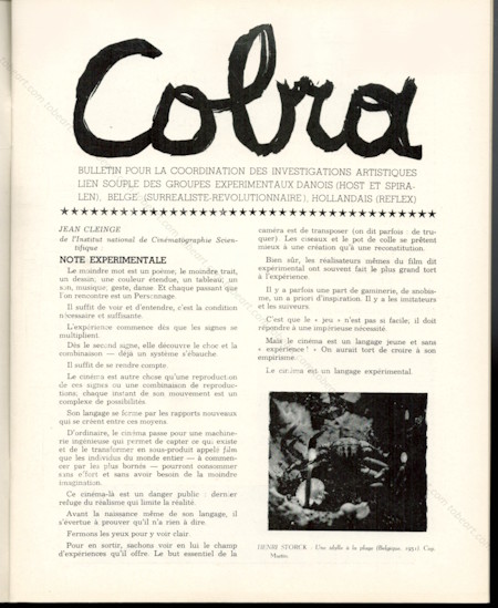 Cobra n3. Bulletin pour la coordination des investigations artistiques. Bruxelles, COBRA / Dotremont, 1949.