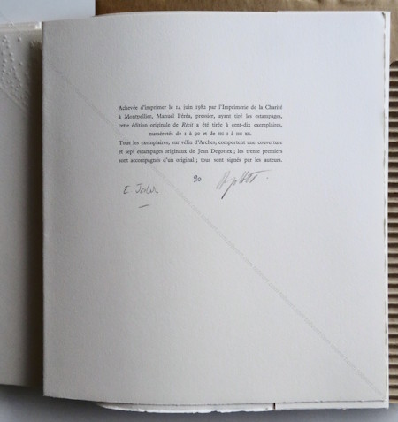 Jean DEGOTTEX - Edmond Jab&egrave;s. R&eacute;cit. Montpellier, Fata Morgana, 1982.