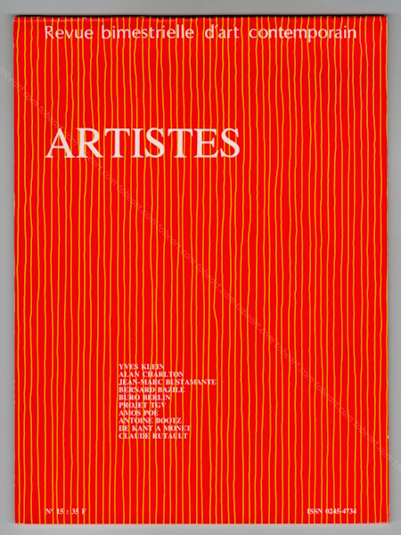 ARTISTES N15 - Revue bimestrielle d'art contemporain. Paris, Artistes / Jol Lechaux, 1983.